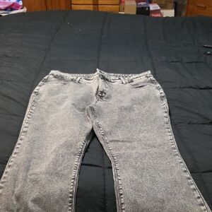 Women with Control Gray Acid-Wash Straight-Leg Jeans